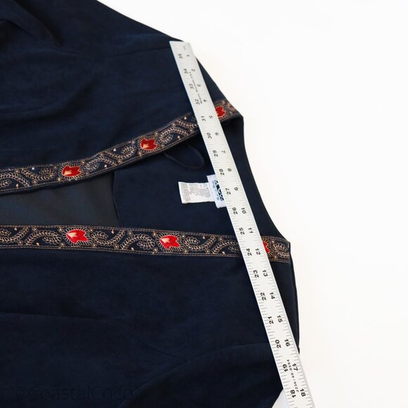 Vintage RJ&Co Dress Jacket Set 12P Micro Suede Floral Embroidered Career Holiday - Picture 13 of 16